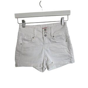 Wax White Stretchy Rolled-Hem Shorts Cotton-Blend